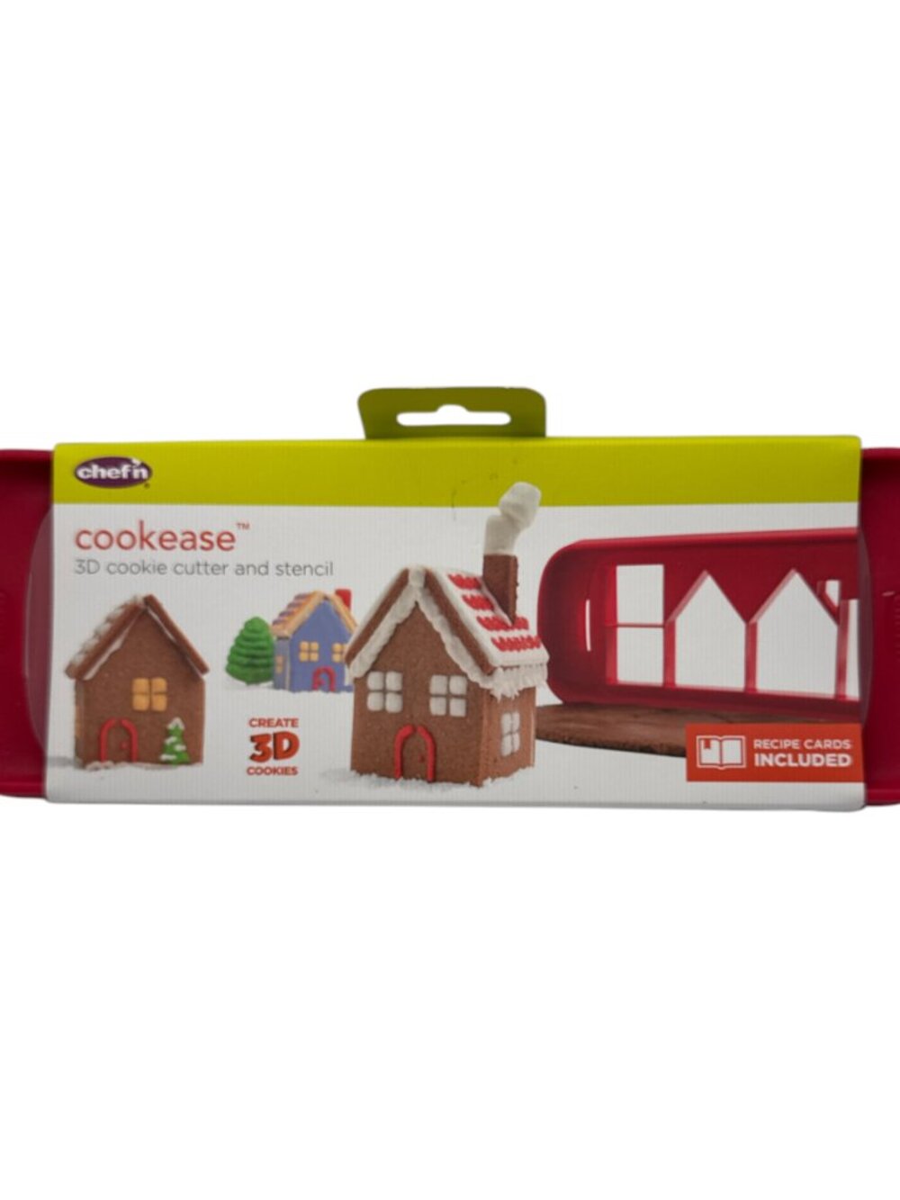 Chef'n Cookease Cookie Cutter, Stencil & Recipe Card Gingerbread House‎ NWT